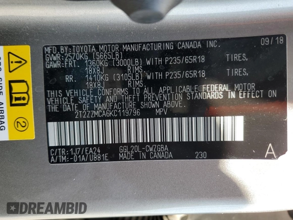 2019 Lexus RX 350 z VIN 2T2ZZMCA6KC119796, wystawiony jako Copart lot #52426175 z przebiegiem 110 110 mil mil oraz Szkoda całkowita • Salvage title. Historia ofert i sprzedaży dostępna na DreamBid. Obrazek 16.