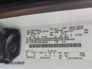 2015 Ford F-150 XLT with VIN 1FTFX1EF3FKD59476, listed as a IAAI auction lot 42622270 with 201,039 mi miles and . Bid and sale history available at DreamBid. Image 9.