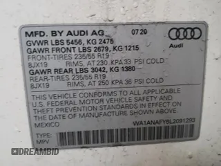 2020 Audi Q5 Premium with VIN WA1ANAFY5L2091293, listed as a Copart auction lot 44263385 with 45,383 mi miles and Salvage Title. Bid and sale history available at carsss.com. Image 13.