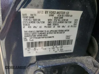 2015 Ford F-250 Lariat with VIN 1FT7W2BT6FED38675, listed as a Copart auction lot 62447735 with 119,441 mi miles and Salvage title. Bid and sale history available at DreamBid. Image 13.