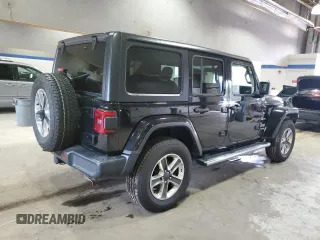 2021 Jeep Wrangler Unlimited Sahara High Altitude with VIN 1C4HJXEG9MW571844, listed as a Copart auction lot 81482334 with 77,409 mi miles and Salvage title. Bid and sale history available at DreamBid. Image 3.
