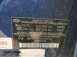 2016 Hyundai Elantra SE with VIN 5NPDH4AE7GH702342, listed as a Copart auction lot 48133575 with 129,978 mi miles and Salvage Title. Bid and sale history available at DreamBid. Image 12.