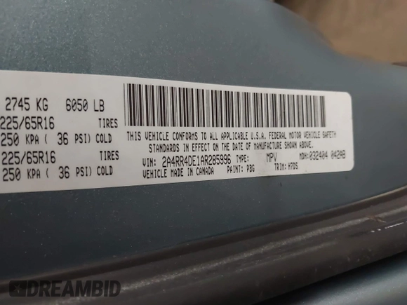 2010 Chrysler Town & Country LX with VIN 2A4RR4DE1AR285996, listed as a IAAI auction lot 42236641 with 165,772 mi miles and . Bid and sale history available at DreamBid. Image 9.