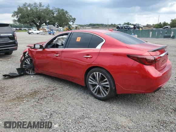 2021 Infiniti Q50 Sensory with VIN JN1EV7CP4MM700307, listed as a Copart auction lot 67297684 with Not provided miles and Non repairable. Bid and sale history available at DreamBid. Image 2.