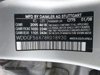 2008 Mercedes-Benz C 350 Sport with VIN WDDGF56X78R018930, listed as a IAAI auction lot 41964939 with 186,383 mi miles and . Bid and sale history available at DreamBid. Image 9.