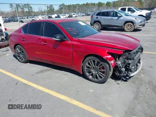 2019 Infiniti Q50 RED SPORT 400 with VIN JN1FV7AP8KM760885, listed as a IAAI auction lot 41794933 with 119,321 mi miles. Bid and sale history available at carsss.com. Image 1.