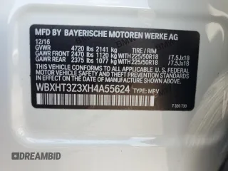 2017 BMW X1 xDrive28i with VIN WBXHT3Z3XH4A55624, listed as a Copart auction lot 59773545 with 140,251 mi miles and Salvage title. Bid and sale history available at DreamBid. Image 12.
