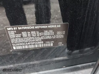 2015 BMW X5 xDrive35i with VIN 5UXKR0C54F0P00889, listed as a IAAI auction lot 42023099 with 196,387 mi miles. Bid and sale history available at carsss.com. Image 9.