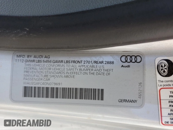 2013 Audi A7 Prestige with VIN WAU2GAFC4DN079691, listed as a Copart auction lot 65089225 with 123,199 mi miles and Clean title. Bid and sale history available at DreamBid. Image 12.