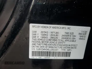 2020 Acura MDX z VIN 5J8YD4H34LL050241, wystawiony jako Copart lot #55449565 z przebiegiem 30 465 mil mil oraz Szkoda całkowita • Salvage title. Historia ofert i sprzedaży dostępna na DreamBid. Obrazek 13.