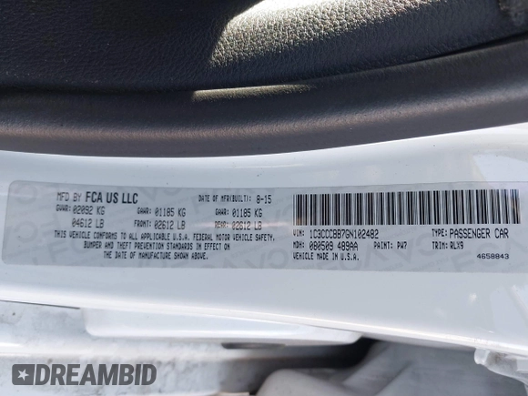 2016 Chrysler 200 S with VIN 1C3CCCBB7GN102482, listed as a IAAI auction lot 41838681 with 113,816 mi miles. Bid and sale history available at carsss.com. Image 9.