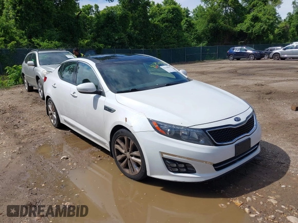 2014 Kia Optima SXL Turbo with VIN 5XXGR4A62EG342201, listed as a IAAI auction lot 42344058 with 108,358 mi miles and . Bid and sale history available at DreamBid. Image 1.