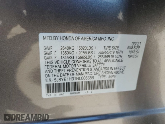 2022 Acura MDX with VIN 5J8YE1H31NL006356, listed as a Copart auction lot 81916534 with 35,638 mi miles and Salvage Title. Bid and sale history available at carsss.com. Image 15.