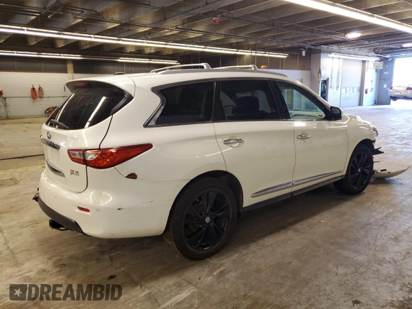 2013 Infiniti JX35 with VIN 5N1AL0MN5DC300201, listed as a Copart auction lot 62527034 with 150,129 mi miles and Salvage Title. Bid and sale history available at carsss.com. Image 3.