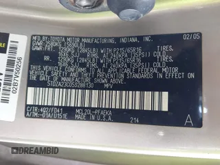 2005 Toyota Sienna CE z VIN 5TDZA23C05S288130, wystawiony jako IAAI lot #42516195 z przebiegiem 252 018 mil mil oraz . Historia ofert i sprzedaży dostępna na DreamBid. Obrazek 9.
