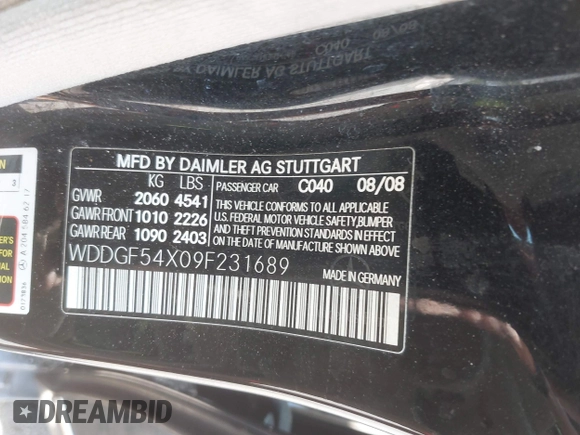 2009 Mercedes-Benz C 300 Sport z VIN WDDGF54X09F231689, wystawiony jako IAAI lot #42291790 z przebiegiem 143 573 mil mil oraz . Historia ofert i sprzedaży dostępna na DreamBid. Obrazek 9.