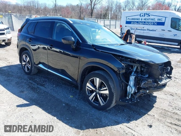 2021 Nissan Rogue Platinum with VIN JN8AT3DD4MW303574, listed as a IAAI auction lot 41868618 with 60,382 mi miles. Bid and sale history available at carsss.com. Image 1.