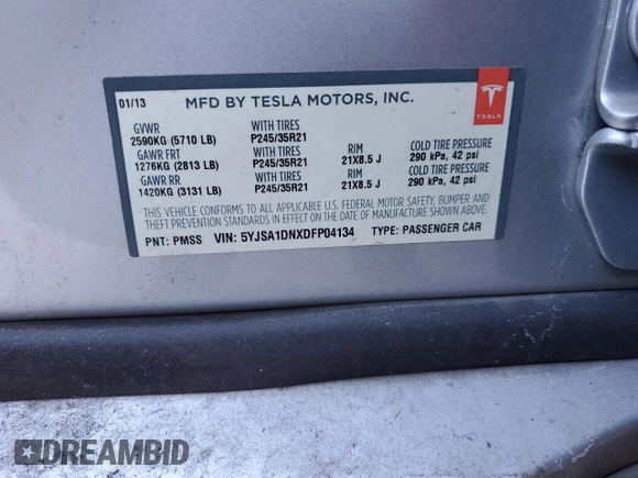 2013 Tesla Model S with VIN 5YJSA1DNXDFP04134, listed as a Copart auction lot 76516714 with 150,560 mi miles and Clean title. Bid and sale history available at DreamBid. Image 12.