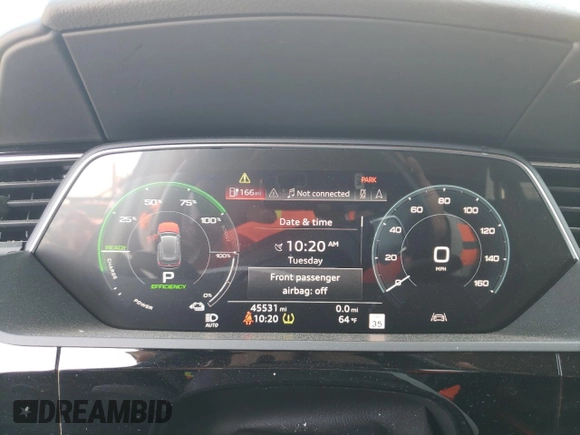 2019 Audi e-tron Prestige with VIN WA1VABGE1KB023093, listed as a Copart auction lot 48008653 with 45,531 mi miles. Bid and sale history available at carsss.com. Image 9.