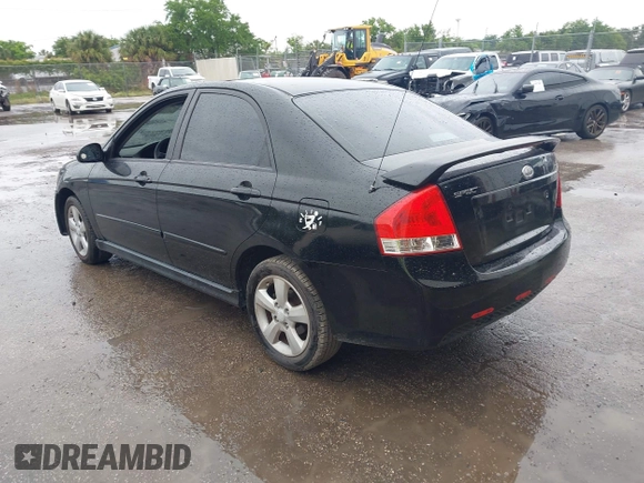 2009 Kia Spectra EX with VIN KNAFE221X95026115, listed as a IAAI auction lot 41967784 with 177,695 mi miles. Bid and sale history available at carsss.com. Image 3.