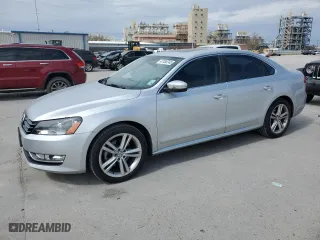 2014 Volkswagen Passat SEL Premium with VIN 1VWCS7A37EC033167, listed as a Copart auction lot 47438745 with 117,156 mi miles and Salvage Title. Bid and sale history available at carsss.com. Image 1.