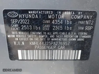 2023 Hyundai Sonata SEL Plus with VIN KMHL44J25PA276957, listed as a IAAI auction lot 41526596 with 38,496 mi miles. Bid and sale history available at carsss.com. Image 9.
