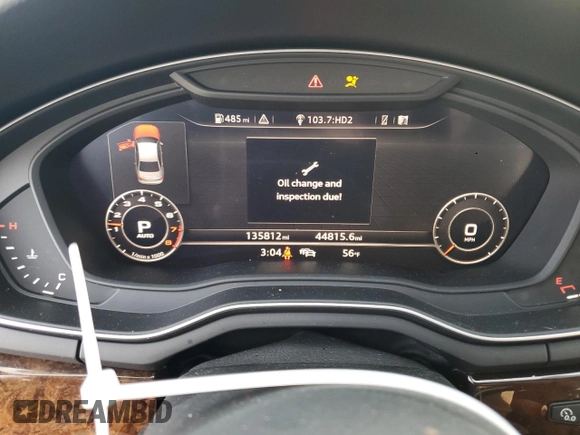 2017 Audi A4 Prestige with VIN WAUFNAF45HN062548, listed as a Copart auction lot 85159044 with 135,812 mi miles and Salvage Title. Bid and sale history available at carsss.com. Image 9.