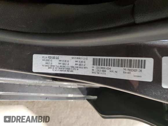2016 Chrysler 200 Limited with VIN 1C3CCCABXGN143240, listed as a Copart auction lot 52658165 with 131,036 mi miles and Salvage Title. Bid and sale history available at carsss.com. Image 12.