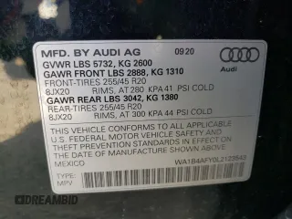 2020 Audi SQ5 Premium Plus with VIN WA1B4AFY0L2123543, listed as a Copart auction lot 71032274 with 44,446 mi miles and Salvage Title. Bid and sale history available at DreamBid. Image 13.