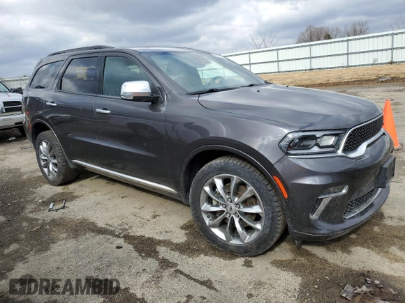 2021 Dodge Durango Citadel with VIN 1C4SDJET5MC788672, listed as a Copart auction lot 46443125 with 81,257 mi miles and Salvage title. Bid and sale history available at DreamBid. Image 4.
