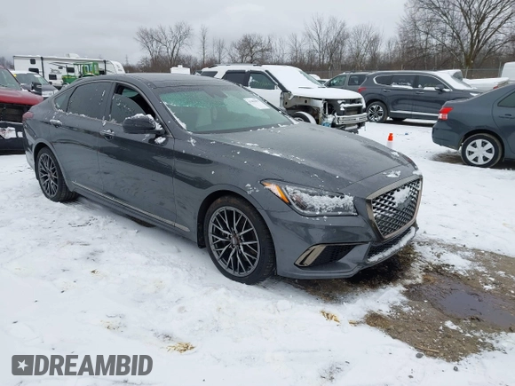 2019 Genesis G80 3.3T Sport with VIN KMHGN4JB5KU295935, listed as a IAAI auction lot 41481877 with 53,623 mi miles. Bid and sale history available at carsss.com. Image 1.