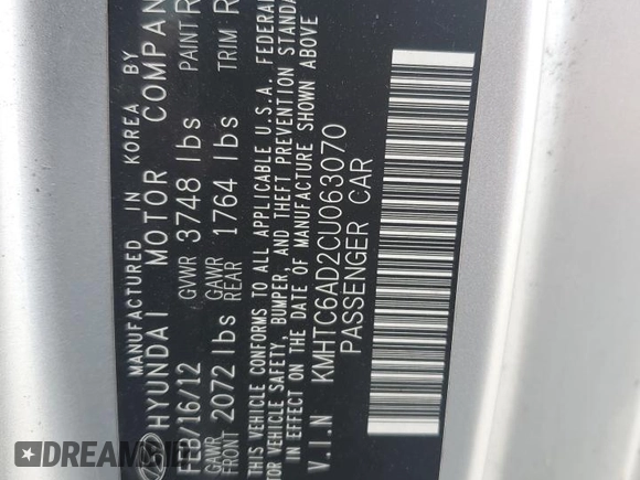 2012 Hyundai Veloster w/Black Int с VIN KMHTC6AD2CU063070, выставлен на аукционе Copart как лот 60391315 с пробегом 153 745 миль миль и Списание • Salvage title. История ставок и продаж доступна на DreamBid. Изображение 12.