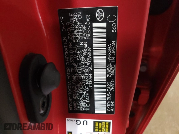 2020 Toyota Prius LE with VIN JTDKARFP2L3126409, listed as a Copart auction lot 83001854 with 74,811 mi miles and Salvage Title. Bid and sale history available at DreamBid. Image 13.