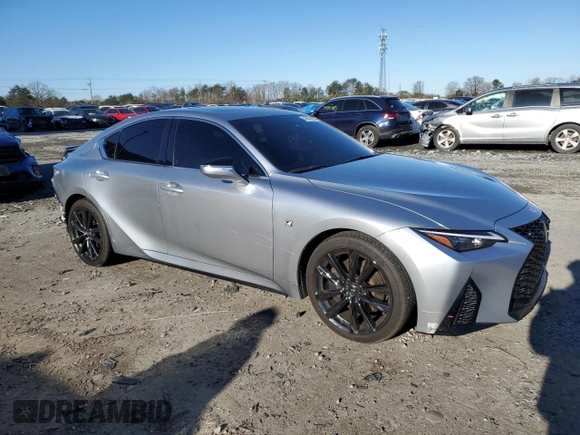 2021 Lexus IS with VIN JTHGZ1B20M5046105, listed as a Copart auction lot 49898325 with 28,393 mi miles and Salvage Title. Bid and sale history available at carsss.com. Image 4.