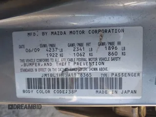 2010 Mazda 3 Mazdaspeed3 Sport with VIN JM1BL1H45A1178365, listed as a IAAI auction lot 42555597 with 129,145 mi miles and . Bid and sale history available at DreamBid. Image 9.