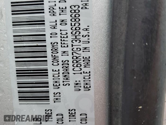 2017 Ram 1500 Big Horn z VIN 1C6RR7GT3HS658683, wystawiony jako Copart lot #54151865 z przebiegiem 66 552 mil mil oraz Szkoda całkowita • Salvage title. Historia ofert i sprzedaży dostępna na DreamBid. Obrazek 13.