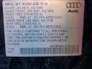 2007 Audi Q7 Premium with VIN WA1BV94L97D054476, listed as a Copart auction lot 45604075 with 170,088 mi miles and Salvage Title. Bid and sale history available at carsss.com. Image 13.