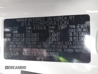 2023 Kia Niro Wave with VIN KNDCT3L1XP5068359, listed as a IAAI auction lot 41787958 with 40,024 mi miles and . Bid and sale history available at DreamBid. Image 9.