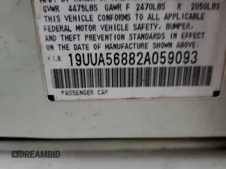 2002 Acura TL Type S with VIN 19UUA56882A059093, listed as a Copart auction lot 85473144 with 0 mi miles and Salvage Title. Bid and sale history available at carsss.com. Image 12.