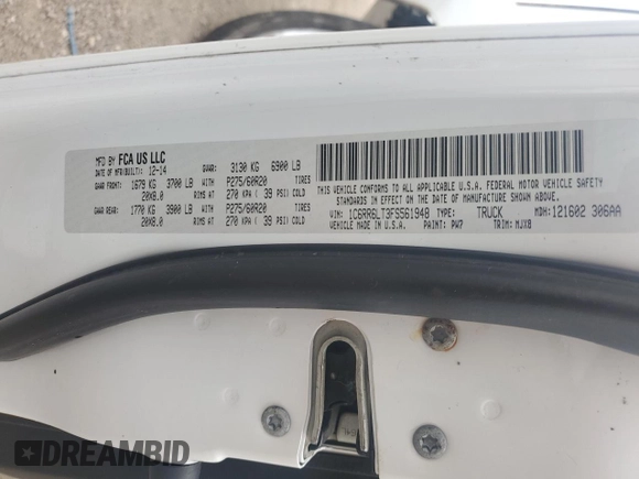 2015 Ram 1500 Big Horn z VIN 1C6RR6LT3FS561948, wystawiony jako Copart lot #54921595 z przebiegiem 89 261 mil mil oraz Szkoda całkowita • Salvage title. Historia ofert i sprzedaży dostępna na DreamBid. Obrazek 13.