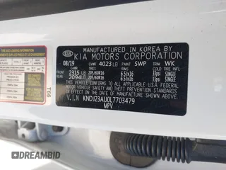 2020 Kia Soul S with VIN KNDJ23AU0L7703479, listed as a IAAI auction lot 41956064 with 18,606 mi miles. Bid and sale history available at carsss.com. Image 9.