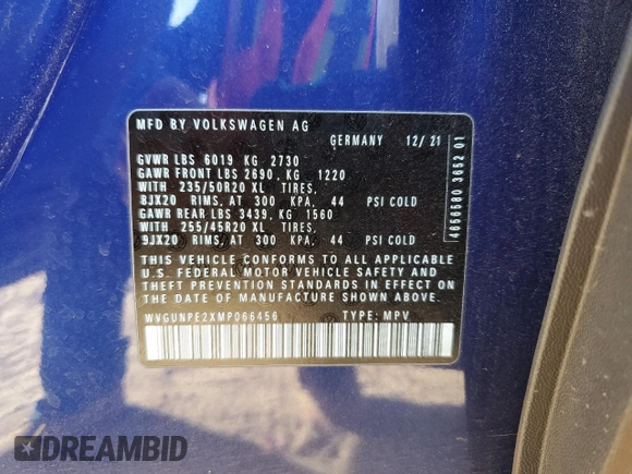 2021 Volkswagen ID.4 Pro S z VIN WVGUNPE2XMP066456, wystawiony jako Copart lot #43971075 z przebiegiem 16 729 mil mil oraz Szkoda całkowita • Salvage title. Historia ofert i sprzedaży dostępna na DreamBid. Obrazek 15.