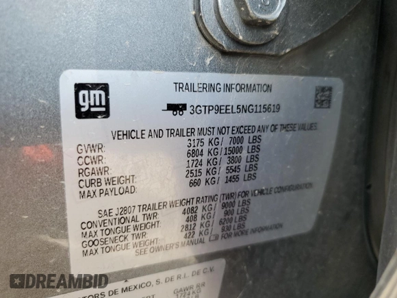 2022 GMC Sierra 1500 Limited AT4 with VIN 3GTP9EEL5NG115619, listed as a Copart auction lot 78407284 with 51,616 mi miles and Salvage Title. Bid and sale history available at carsss.com. Image 12.