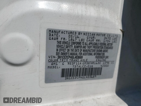 2016 Nissan Note S с VIN 3N1CE2CP4GL403689, выставлен на аукционе Copart как лот 62094015 с пробегом 127 584 миль миль и Чистый • Clean title. История ставок и продаж доступна на DreamBid. Изображение 13.