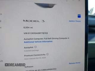 2024 Tesla Model 3 with VIN 5YJ3E1EA0RF718703, listed as a IAAI auction lot 41278243 with 6,504 mi miles. Bid and sale history available at carsss.com. Image 7.