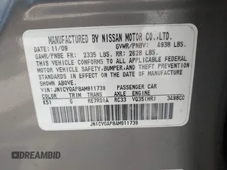 2010 Infiniti M with VIN JN1CY0AP8AM911739, listed as a IAAI auction lot 41836817 with 185,068 mi miles and . Bid and sale history available at carsss.com. Image 9.