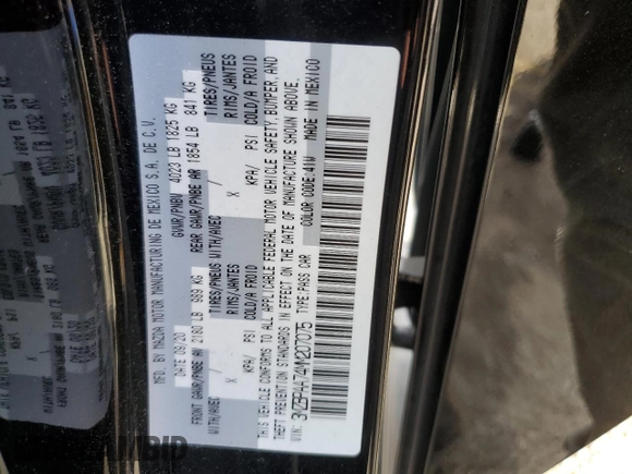 2021 Mazda 3 2.0 with VIN 3MZBPAA74MM207075, listed as a Copart auction lot 86731134 with 52,175 mi miles and Salvage Title. Bid and sale history available at DreamBid. Image 14.