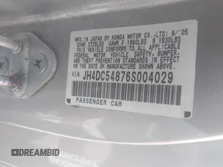 2006 Acura RSX с VIN JH4DC54876S004029, выставлен на аукционе IAAI как лот 42763824 с пробегом 191 671 миль миль и . История ставок и продаж доступна на DreamBid. Изображение 9.