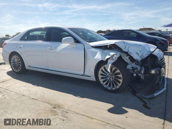 2019 Genesis G90 Ultimate with VIN KMHG54JH0KU050836, listed as a Copart auction lot 80133504 with 72,720 mi miles and Salvage Title. Bid and sale history available at DreamBid. Image 4.