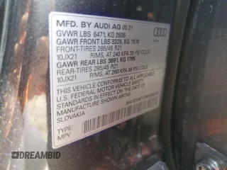 2021 Audi Q8 Premium Plus with VIN WA1EVAF17MD039755, listed as a Copart auction lot 46700145 with 21,823 mi miles and Salvage Title. Bid and sale history available at carsss.com. Image 13.